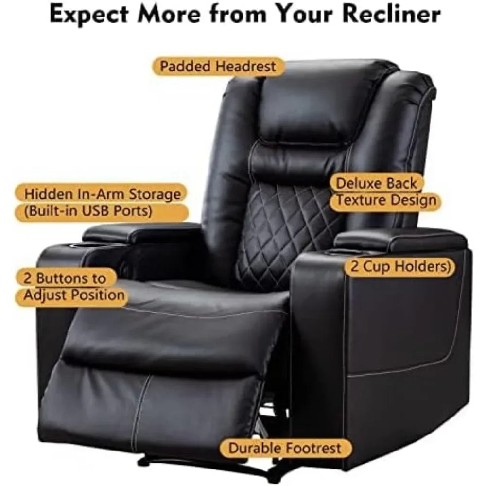 Home Theater Recliner Set *3Pcs - Genuine Leather - Cup Holders & USB Ports