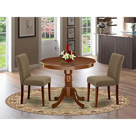 Diningroom Table Set *3Pcs - Solid Mahogany Wood - Upholstered Chairs - Diningroom Collection
