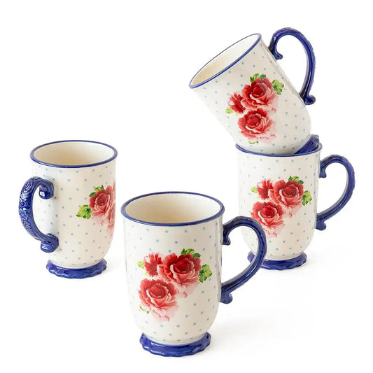 Coffee Mugs - 18 ozs - The Pioneer Woman Brand - Heritage Floral 4-Piece Mug Set