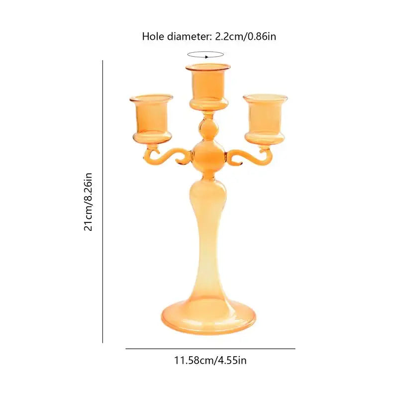 Candlestick Holder - Three Cups - Clear - Blue - Champagne - Diningroom Collection