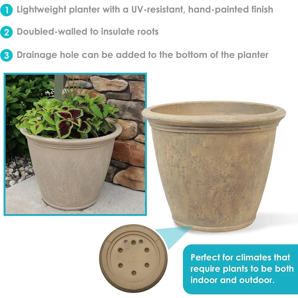 Planters - Polyresin - Anjelica Flower - Indoor & Outdoor - Patio & Garden Collection