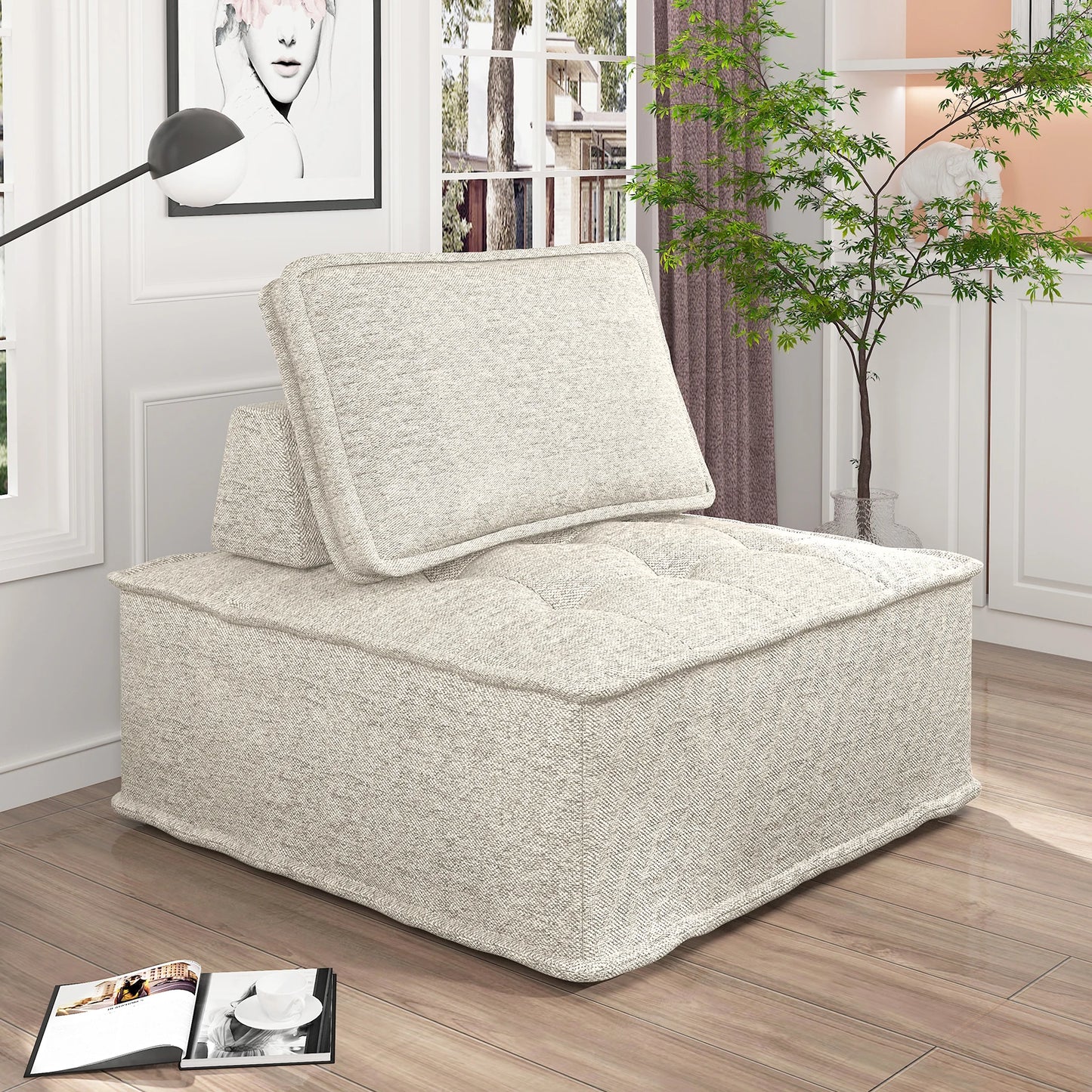 Armless Sofa Chair - Modular Sectional Sofa - Small Footprint