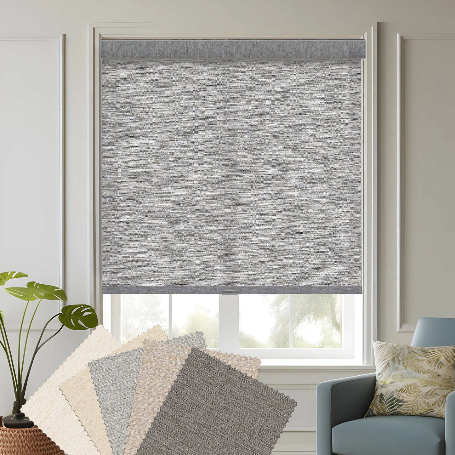 Home Window Treatments - Linen Roller Shades - Persilux - Bedroom Collection