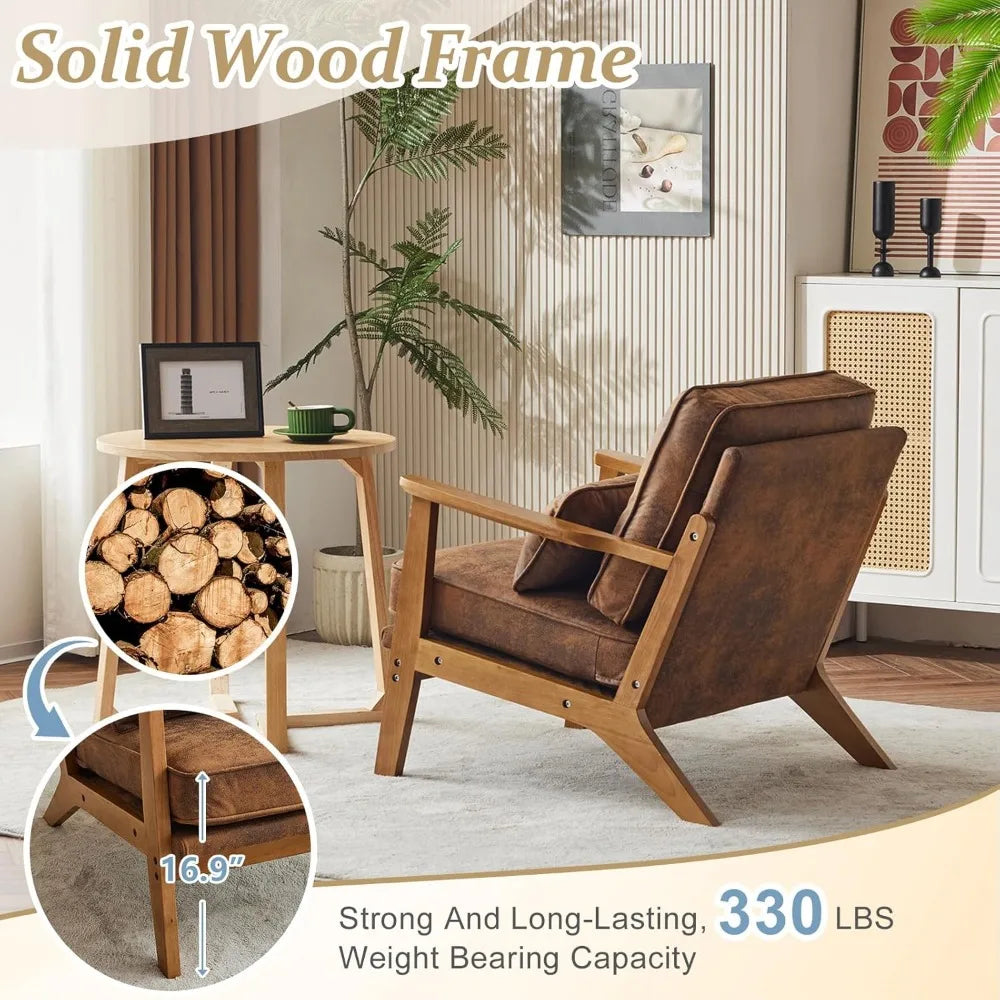 Accent Chair - Solid Wood Frame - Includes Lumbar Pillow - Bedroom Collection