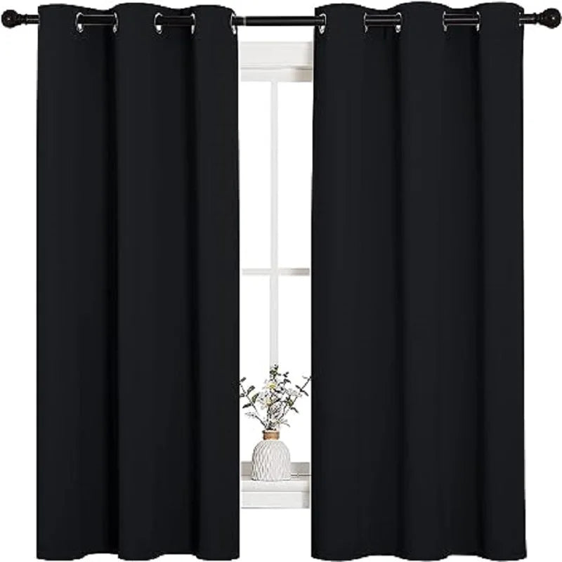 Curtains Drapes 4 Panels - Grommet Top - Blackout & Noise Reduction - Bedroom Collection