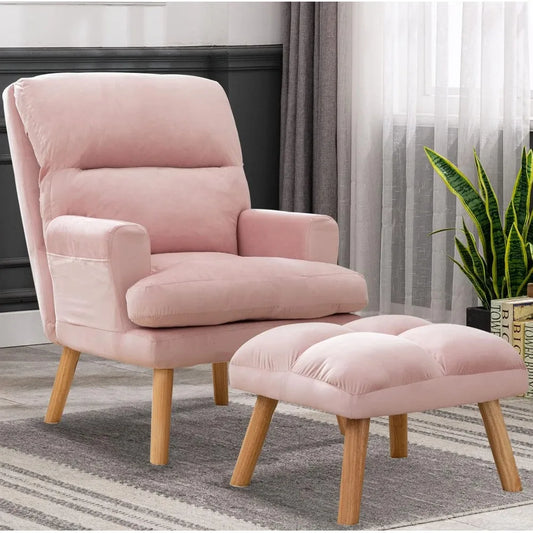 Accent Armchair & Ottoman - Leisure Chair - Adjustable Backrest - Bedroom Collection