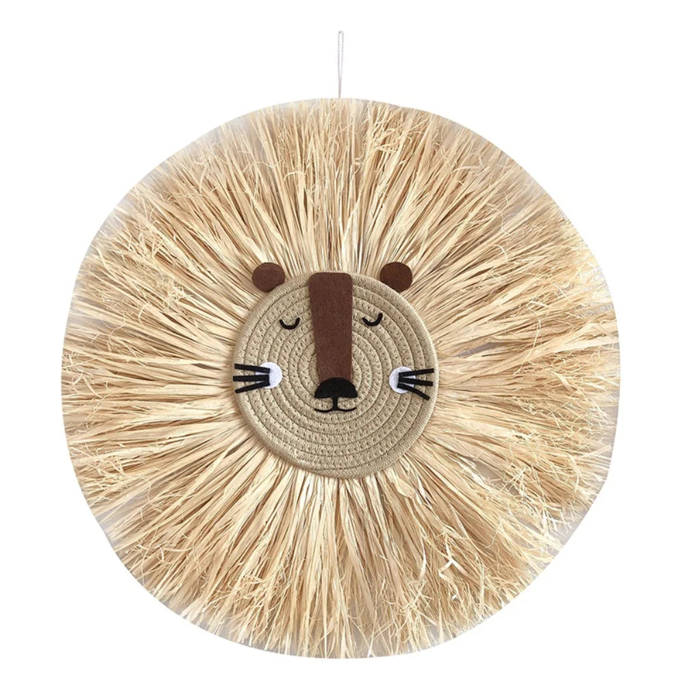 Lion Cartoon Straw Wall Hanging - Tapestry - Children's Room Collection