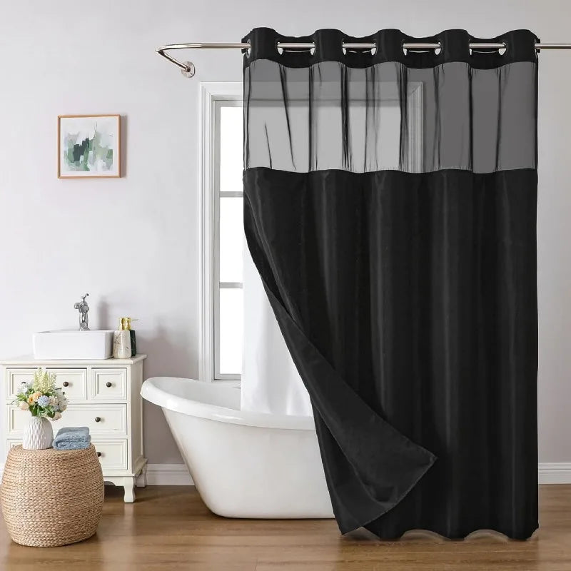 Shower Curtains - Linen Textured Liners - Hookless - Mesh - Bathroom Collection