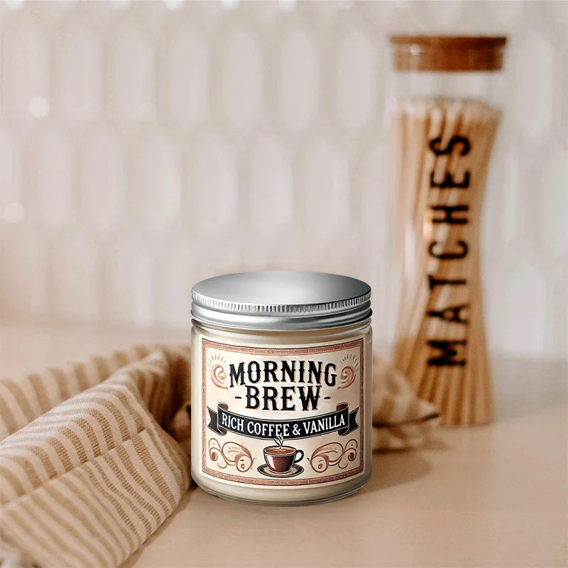 Candles - Scented - Morning Brew Rich Coffee & Vanilla - Hand Poured - Soy Wax - Home Office Collection