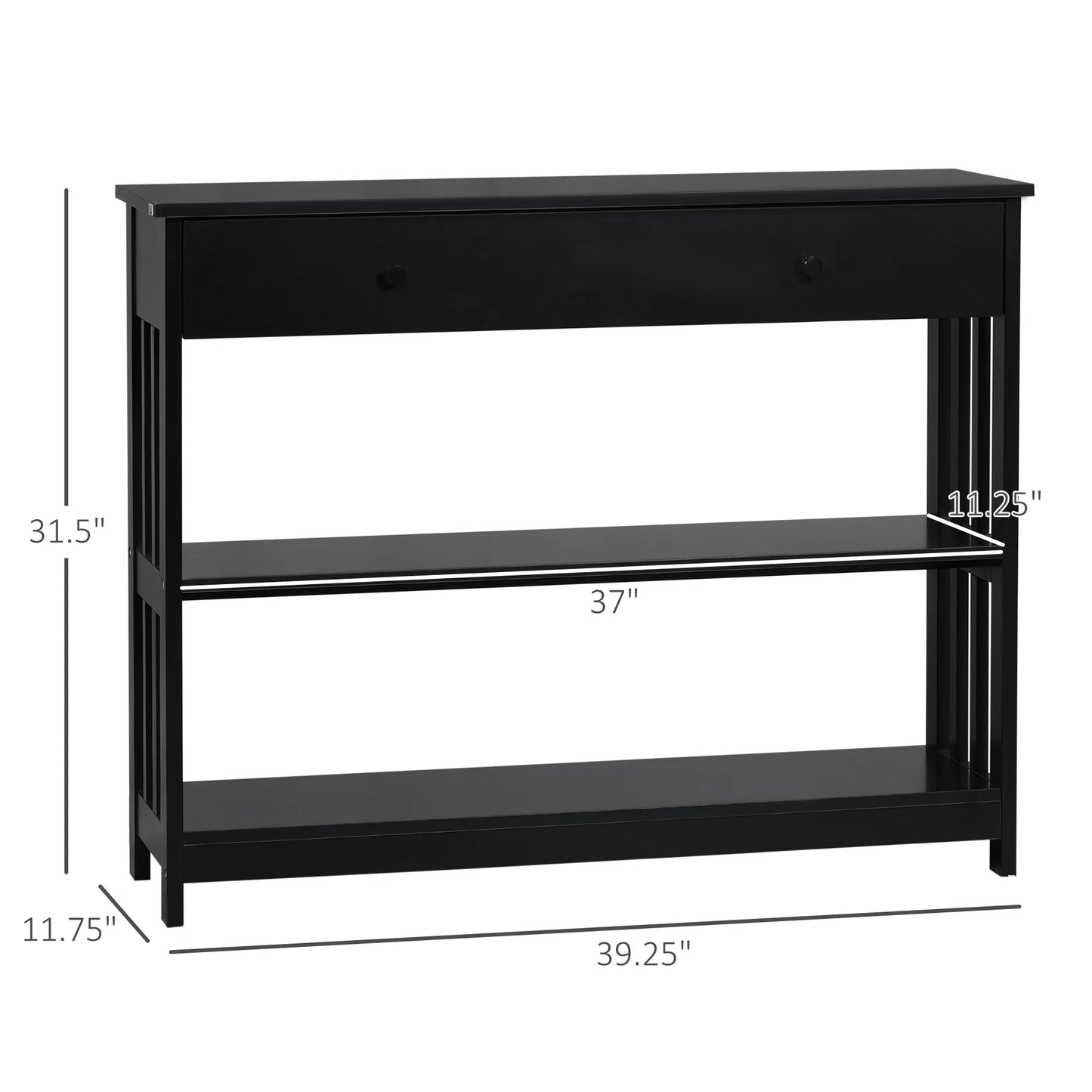 Wooden Side Entryway Sofa Table - Black - Home Storage Solutions
