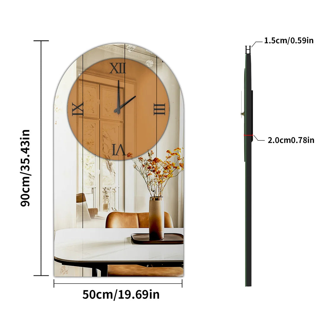 Wall Clock - Mirrored Glass - Art Deco - Roman Numerals