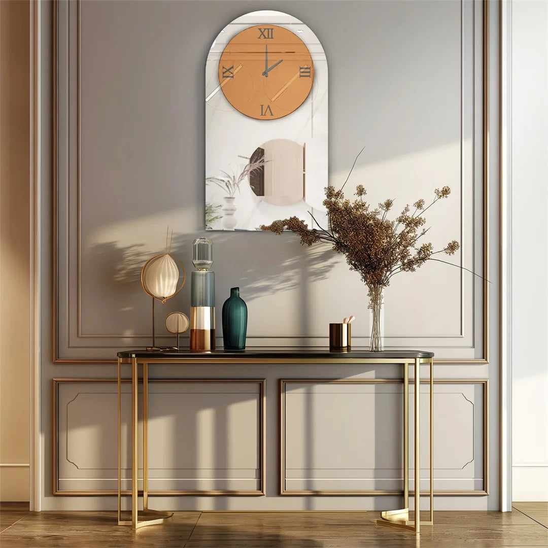 Wall Clock - Mirrored Glass - Art Deco - Roman Numerals