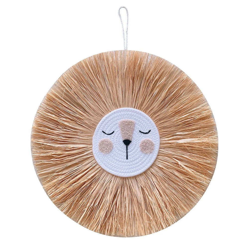 Lion Cartoon Straw Wall Hanging - Tapestry - Children's Room Collection