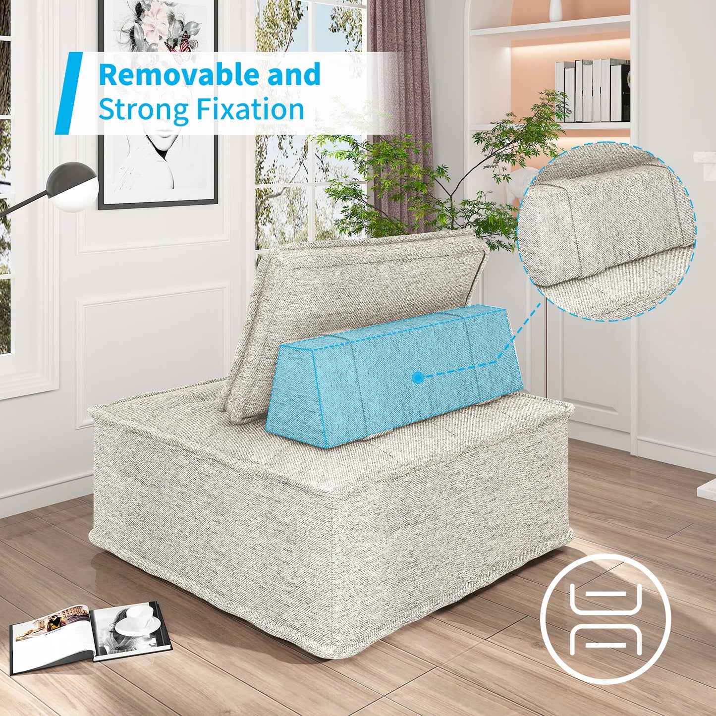 Armless Sofa Chair - Modular Sectional Sofa - Small Footprint