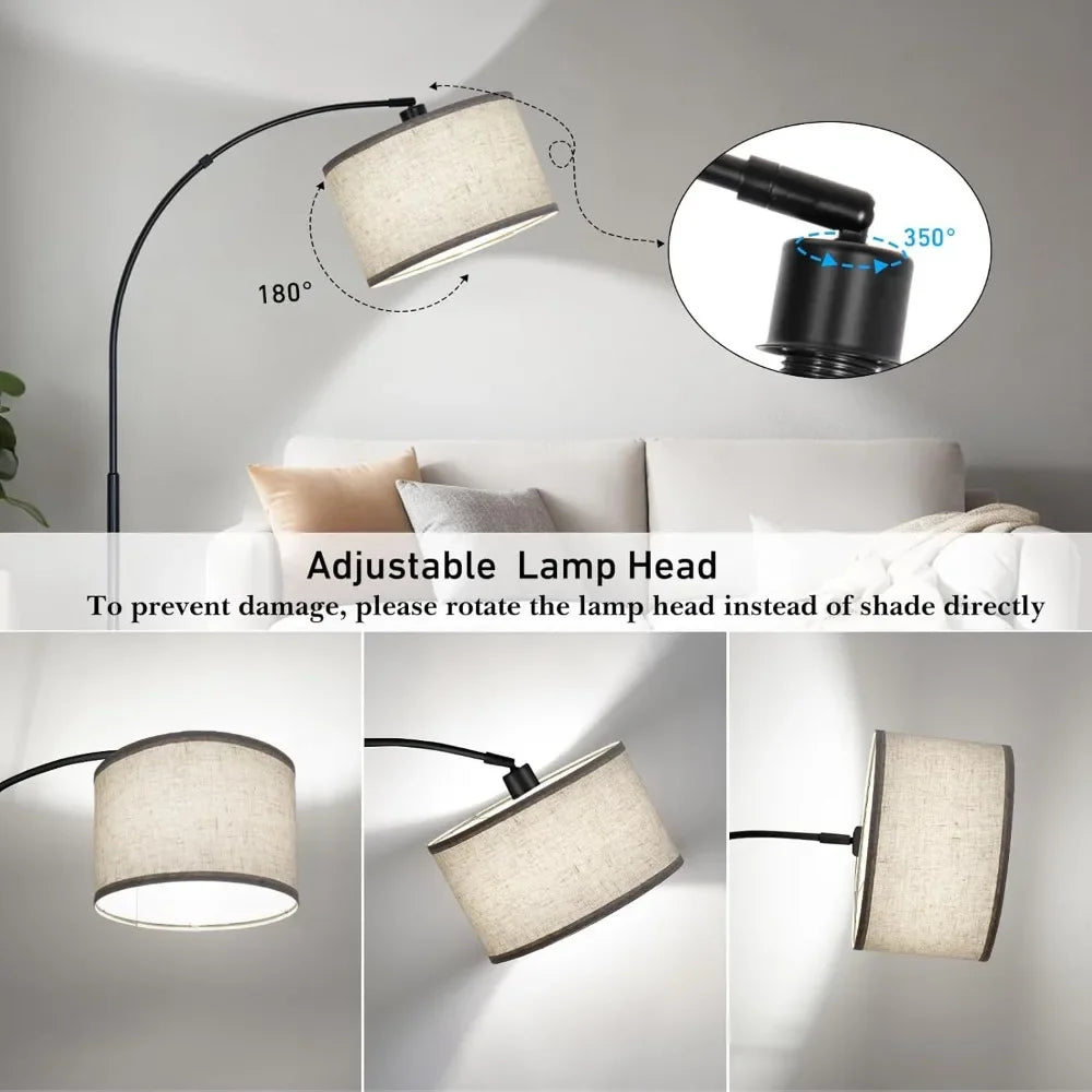 Floor Lamp - Arched - Foot Switch - Drum Shade - Livingroom Collection