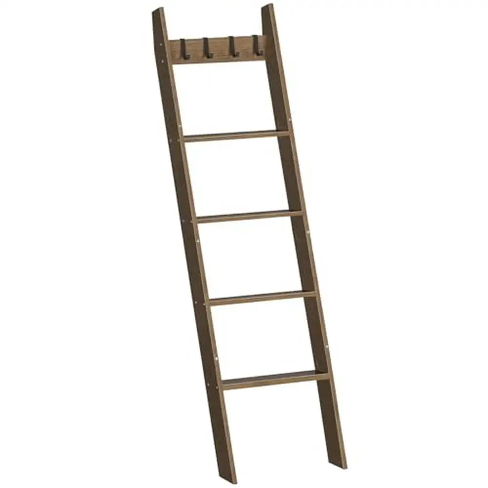 Decorative Ladder - Towel/Blanket/Throw Display - 5 Tier - 4 Hooks - Bedroom Collection