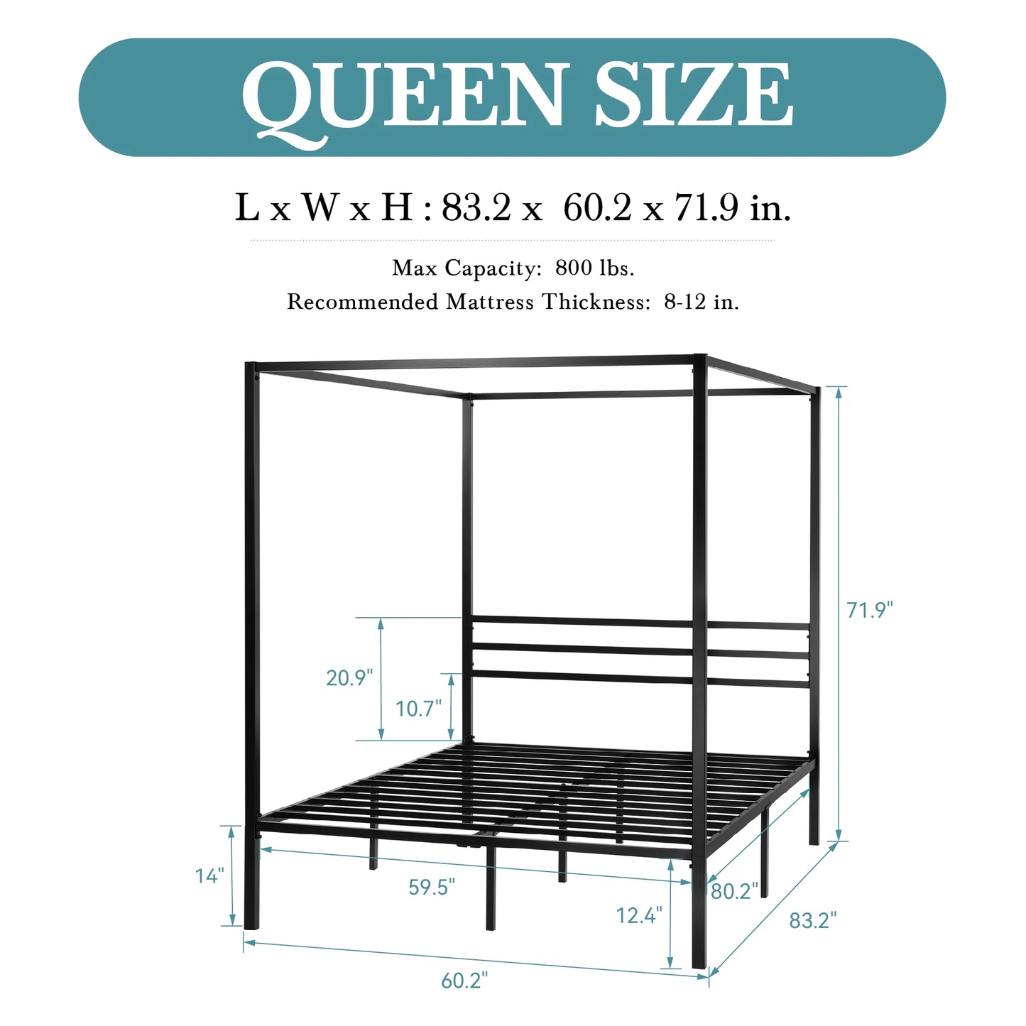 Bed Frame - Hoomic Allewie Canopy Bed - Bedroom Collection