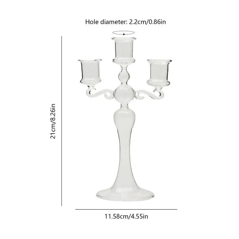 Candlestick Holder - Three Cups - Clear - Blue - Champagne - Diningroom Collection