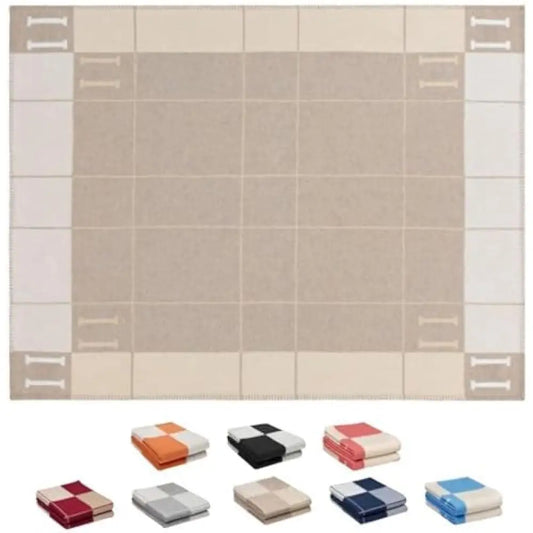H Blanket Cashmere Blends - Khaki - Plaid Throw - Livingroom Collection