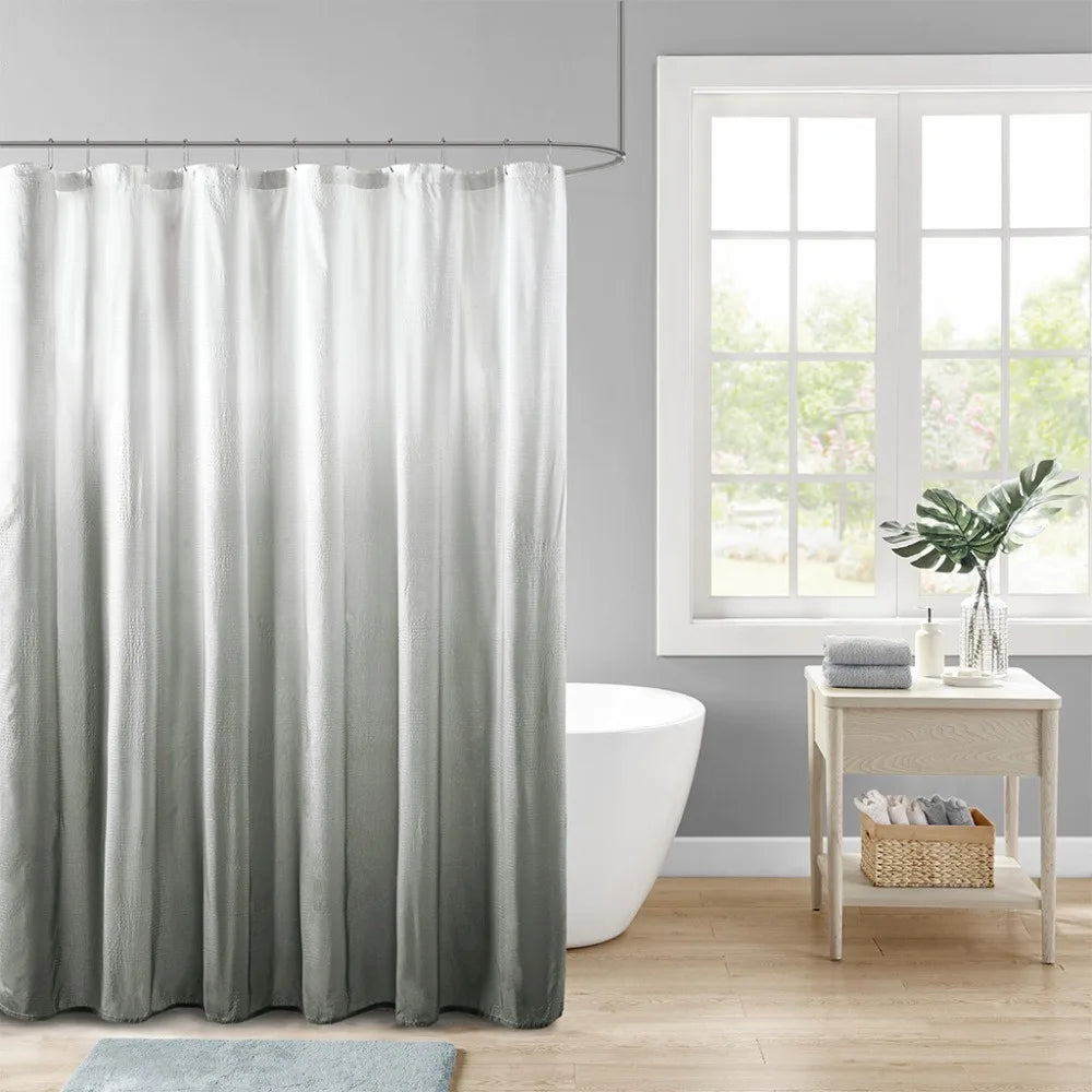 Shower Curtain - Seersucker Ombre - 72x72" - Blue, Taupe, Grey - Bathroom Collection
