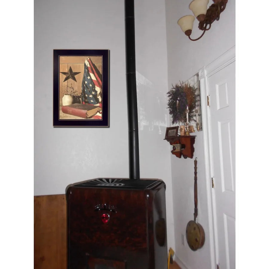 Wall Art - 10"x14" - "God and Country" - Black Frame - Artist Billy Jacobs  - Home Office Collection