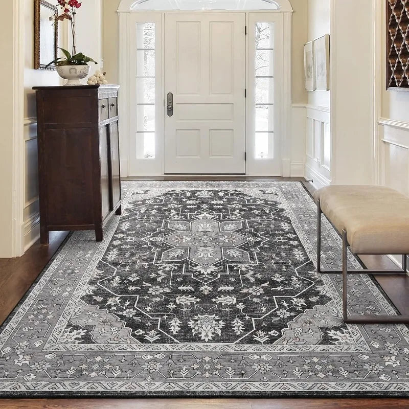 Rugs - Vintage Area Rugs - 5x8' - Floral Medallion - Machine Wash - Bedroom Collection