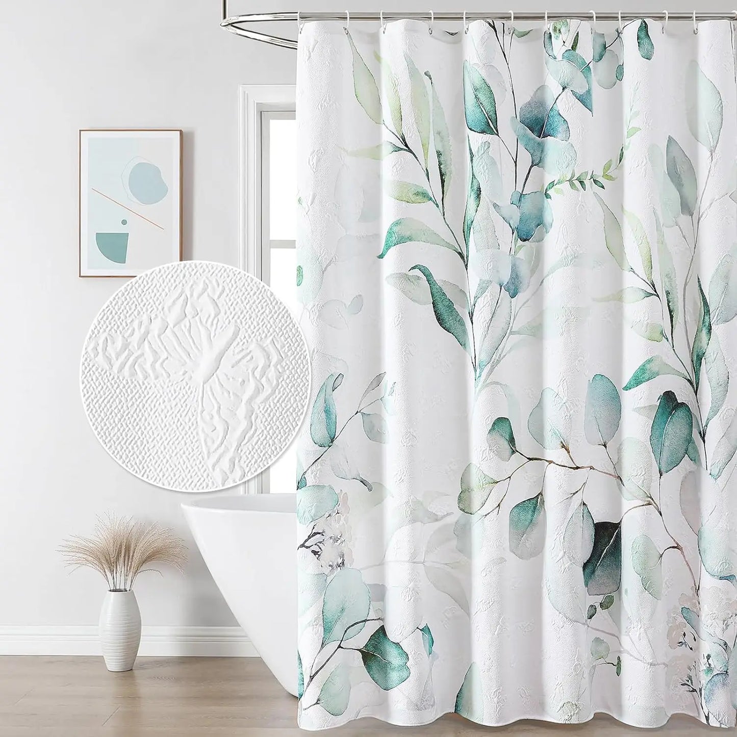 Watercolor Floral Shower Curtain, 3D Embossed Butterflies Blue Yellow Flower Bathroom Curtain