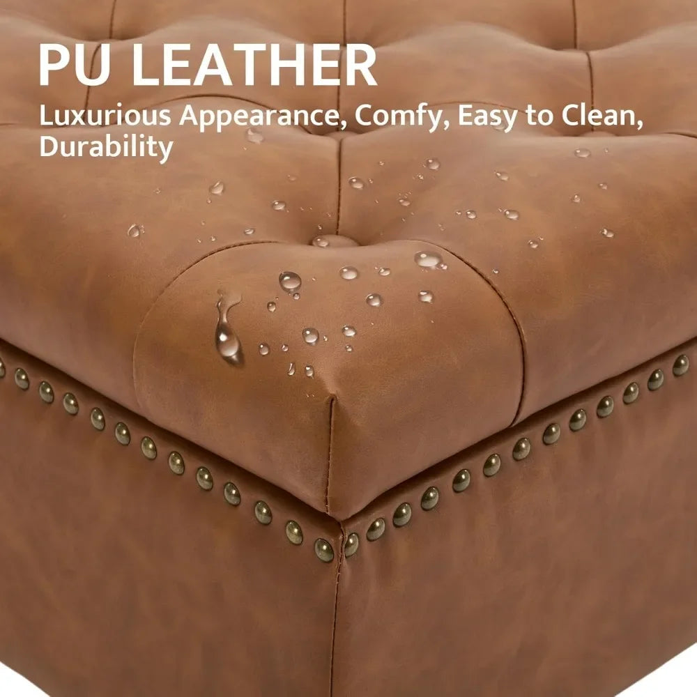 Ottoman Coffee Table Foot Rest - Faux Leather - Oversize - Livingroom Collection