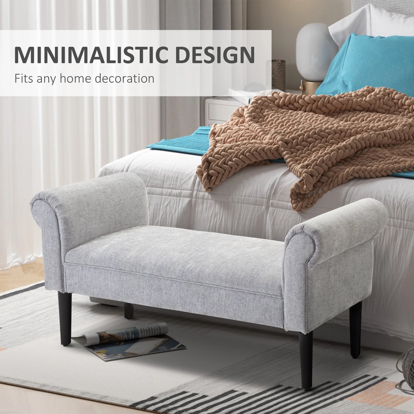Ottoman - Sofa Chair - 52" Wide - Bedroom Bench