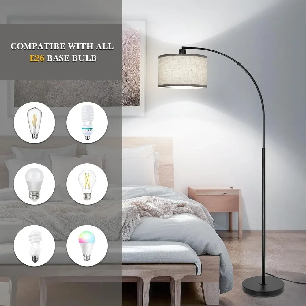 Floor Lamp - Arched - Foot Switch - Drum Shade - Livingroom Collection