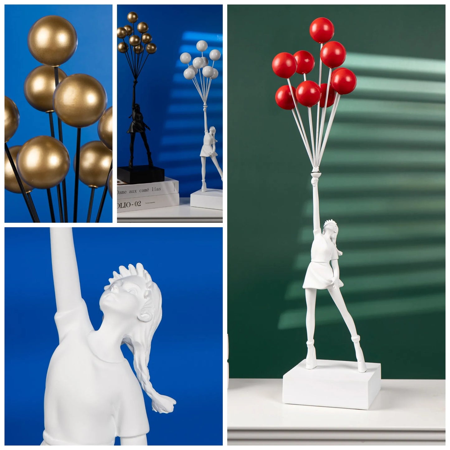 Anti-War Flying Balloons Girl Statue