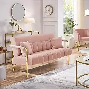 Modern Sofa Loveseat - Two Seater - Velvet Upholstery - 56.5" Wide