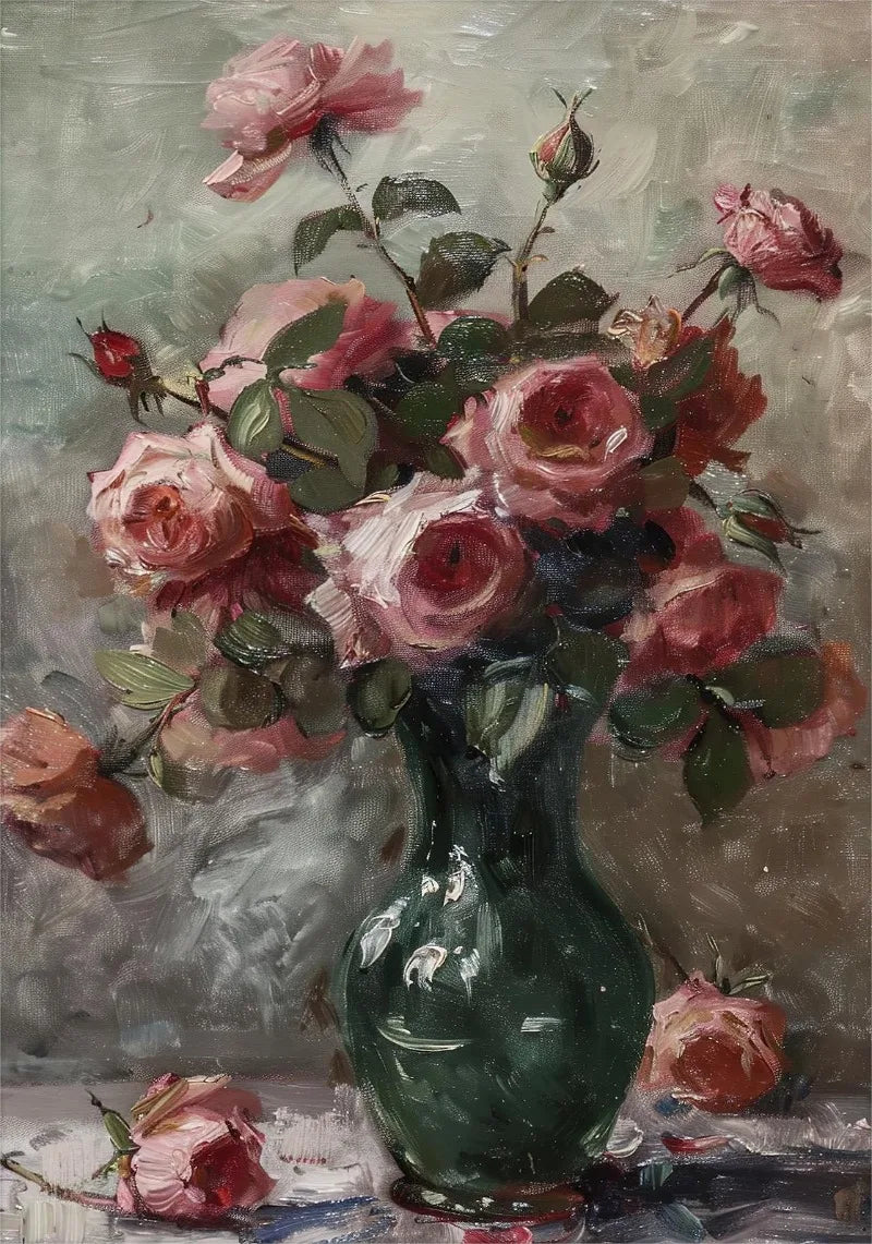 Vintage Rose Bouquet(s) - Oil On Canvas Prints - Still Life