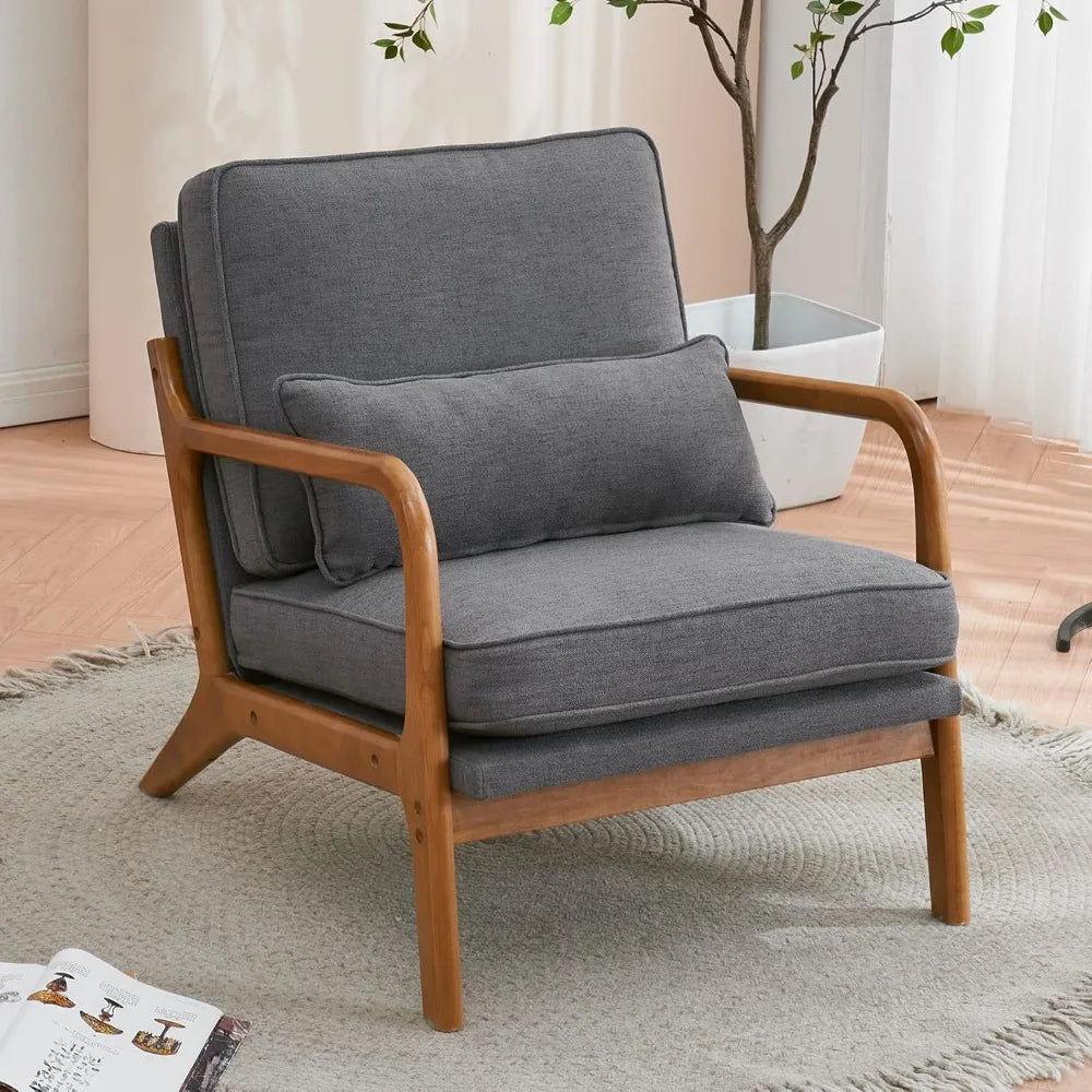 Accent Chair Set *2 Pcs - Upholstered - Lumbar Pillow - Farmhouse Decor