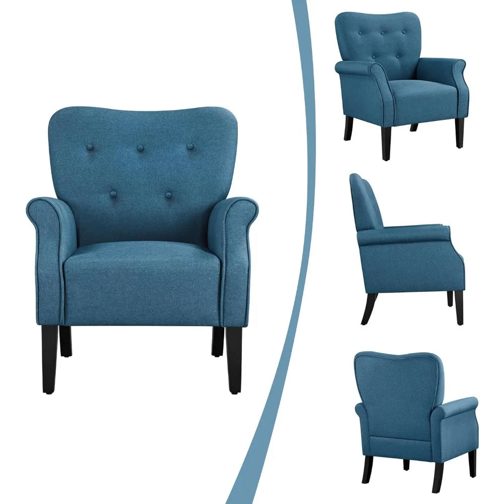 Accent Leisure Chair Set *2 - High Tufted Back - Rolled Arms