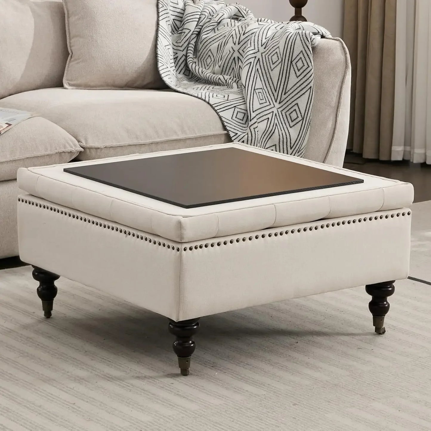 Ottoman Coffee Table Foot Rest - Faux Leather - Oversize - Livingroom Collection