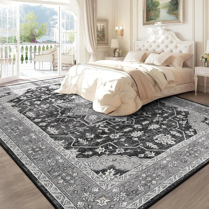 Rugs - Vintage Area Rugs - 5x8' - Floral Medallion - Machine Wash - Bedroom Collection
