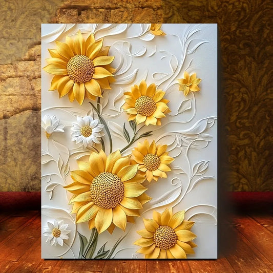 Sunflower Canvas Art - Giclee 15.7x11.8" - 3D Relief Textured Artwork - Entryway Collection