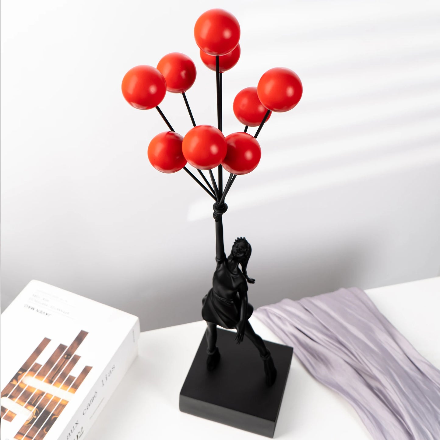 Anti-War Flying Balloons Girl Statue