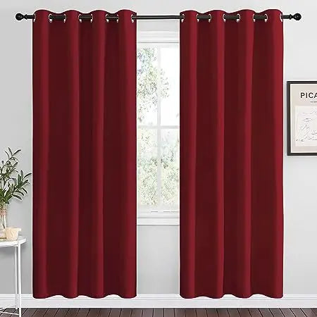 Curtains Drapes 4 Panels - Grommet Top - Blackout & Noise Reduction - Bedroom Collection