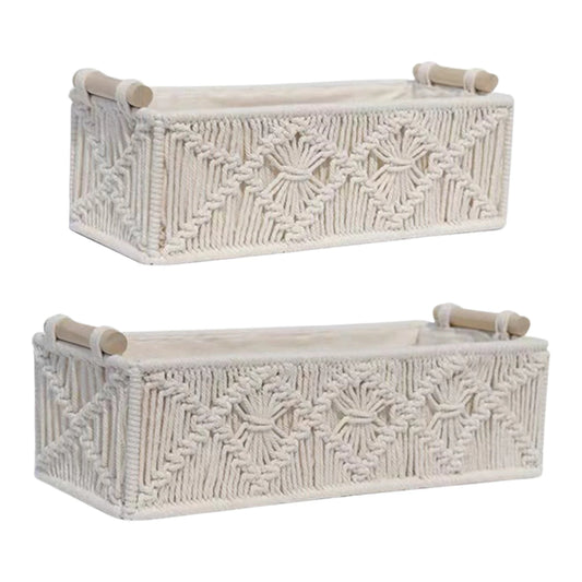 Baskets - Woven Cotton Rope - Storage - Vintage Boho Home Decor - Bathroom Collection