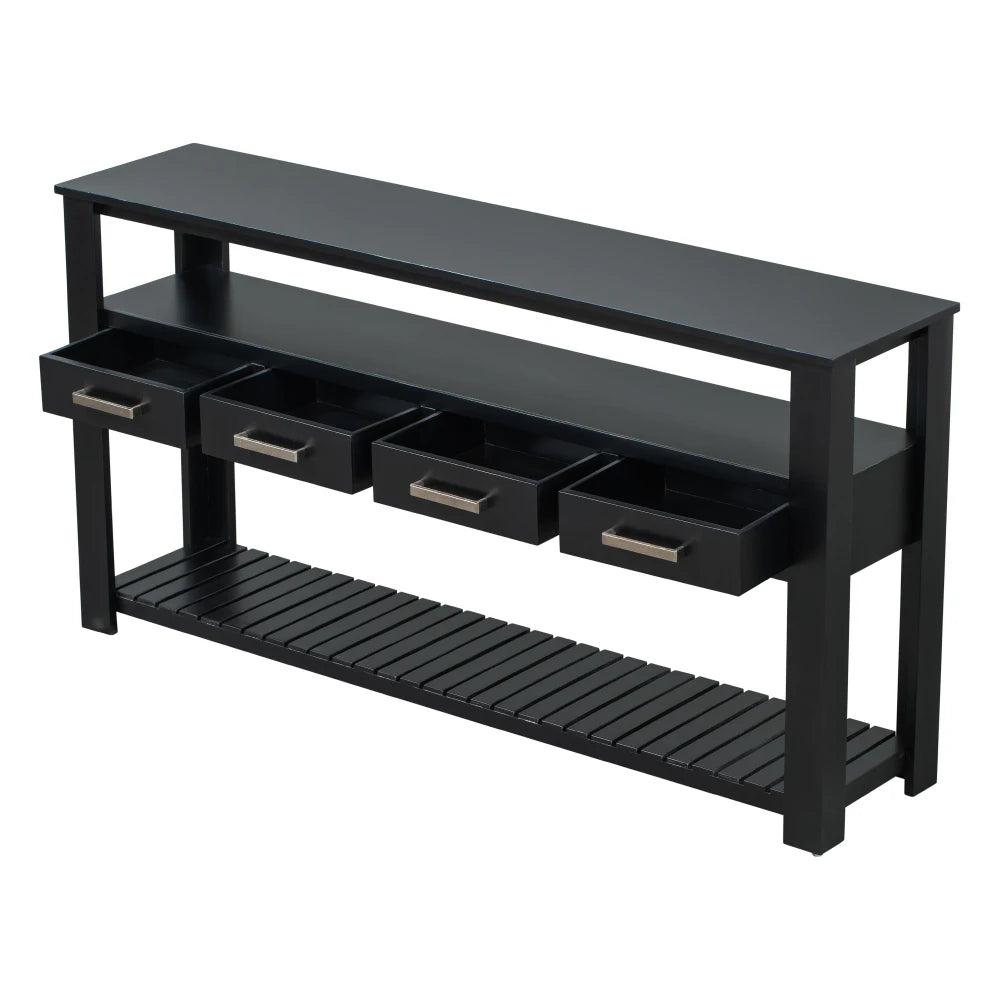 Console Sofa Table - Storage & Display Options - Black - Livingroom Collection