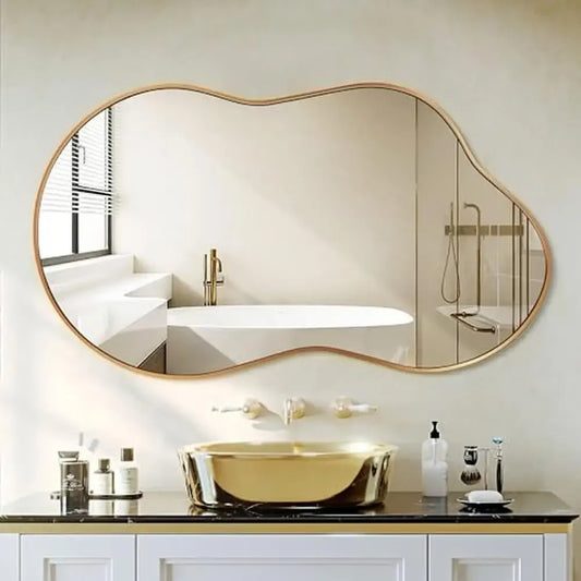 Mirror - Asymmetrical Abstract - Gold Frame - Decorative