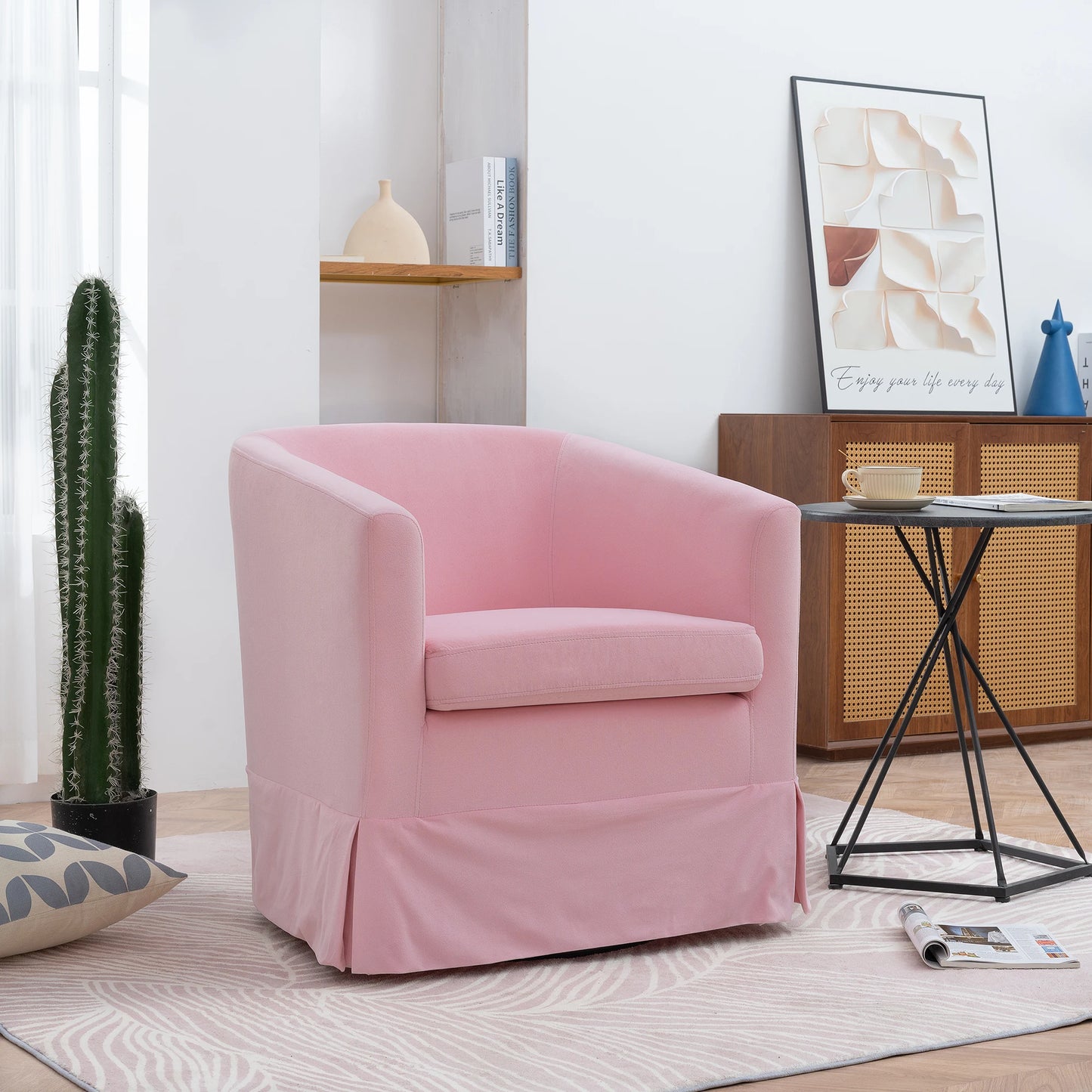 Chair - 360 Degree Swivel - Barrel Accent Chair - Livingroom Collection