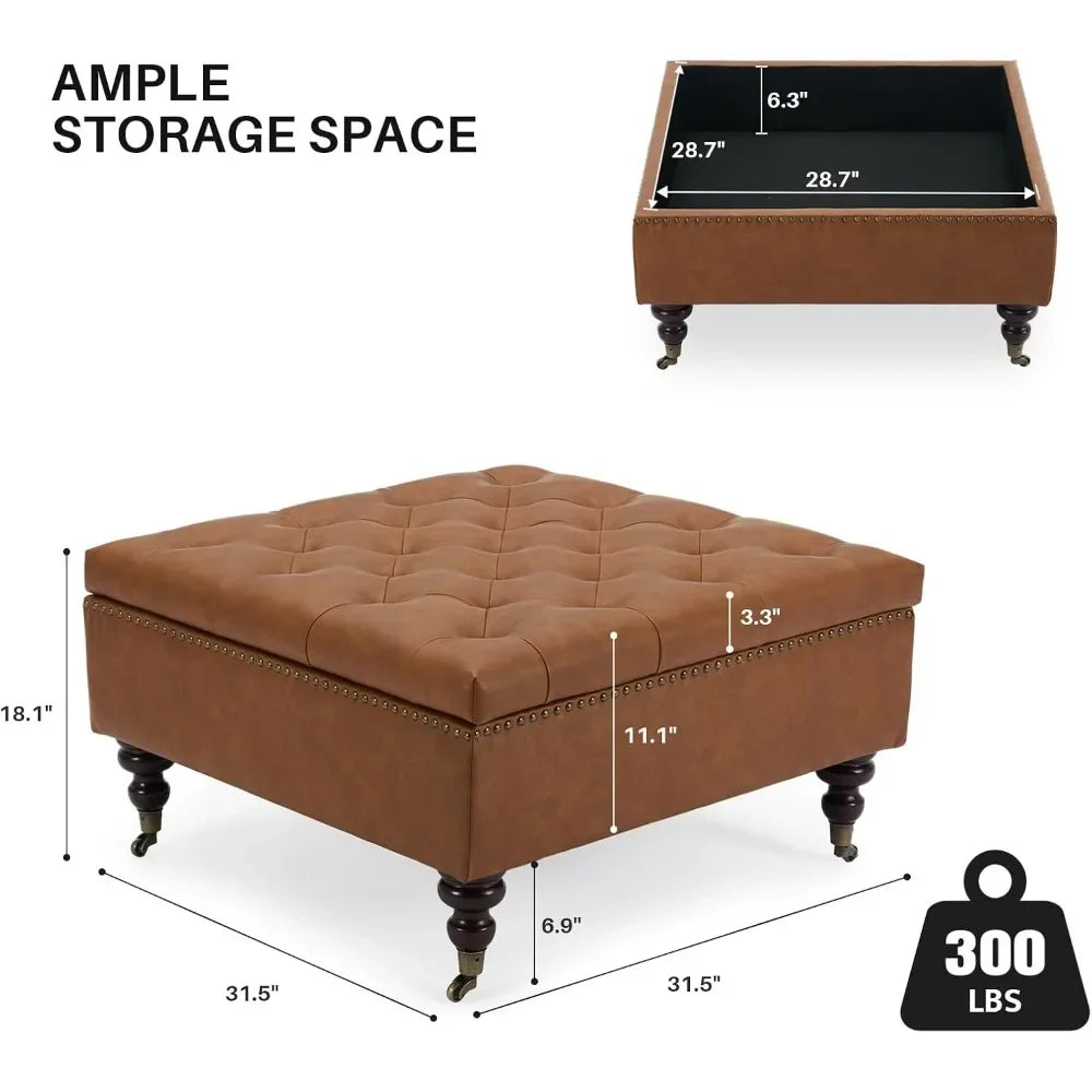 Ottoman Coffee Table Foot Rest - Faux Leather - Oversize - Livingroom Collection