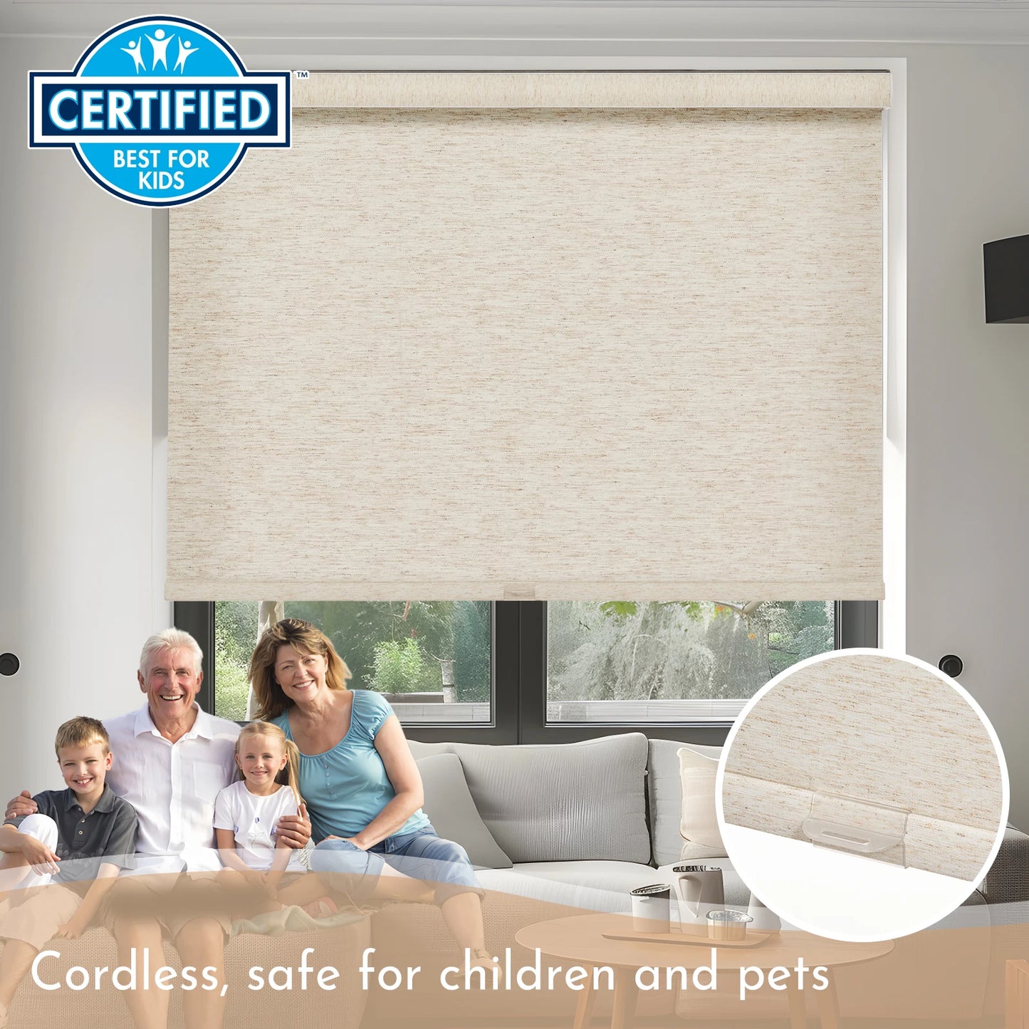 Home Window Treatments - Linen Roller Shades - Persilux - Bedroom Collection