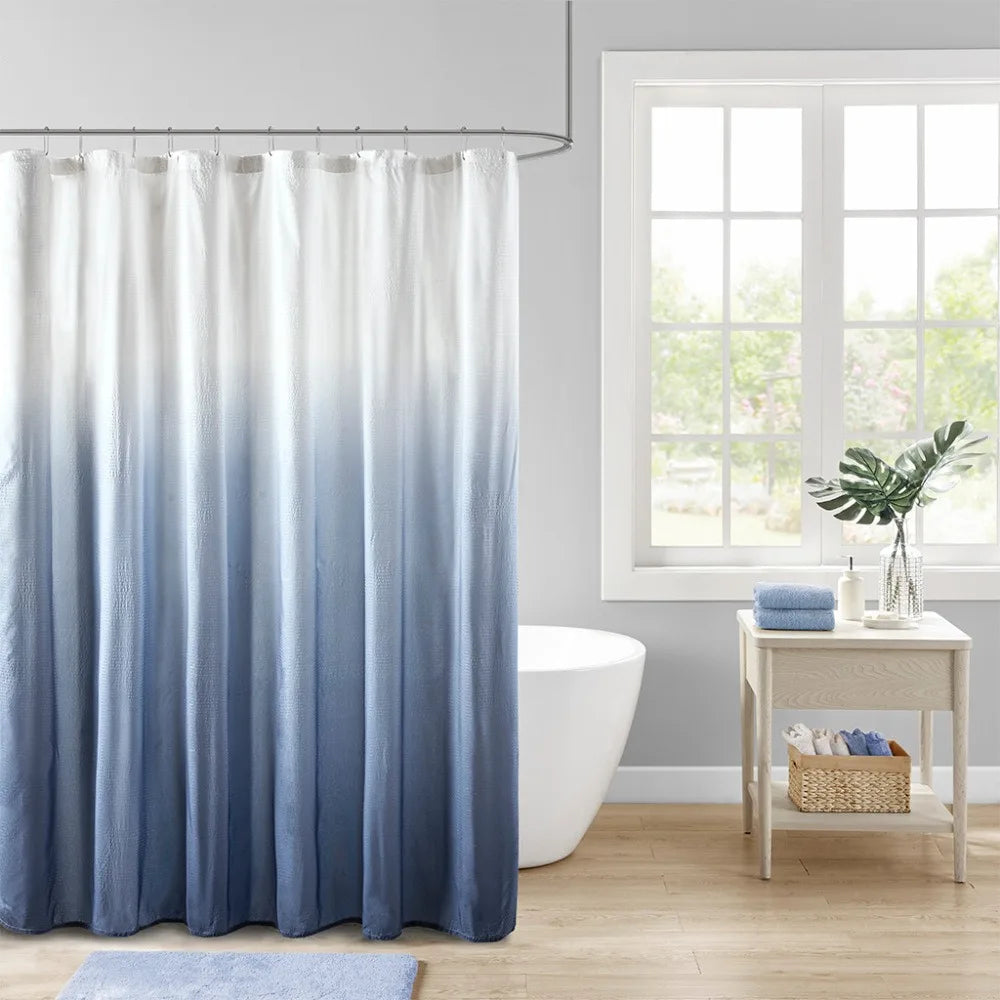 Shower Curtain - Seersucker Ombre - 72x72" - Blue, Taupe, Grey - Bathroom Collection