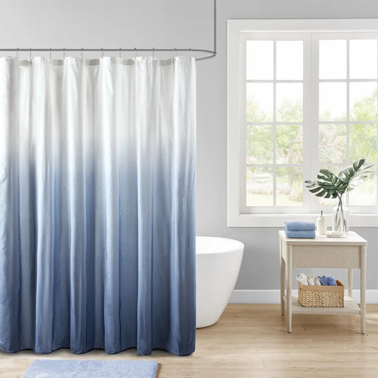 Shower Curtain - Seersucker Ombre - 72x72" - Blue, Taupe, Grey - Bathroom Collection