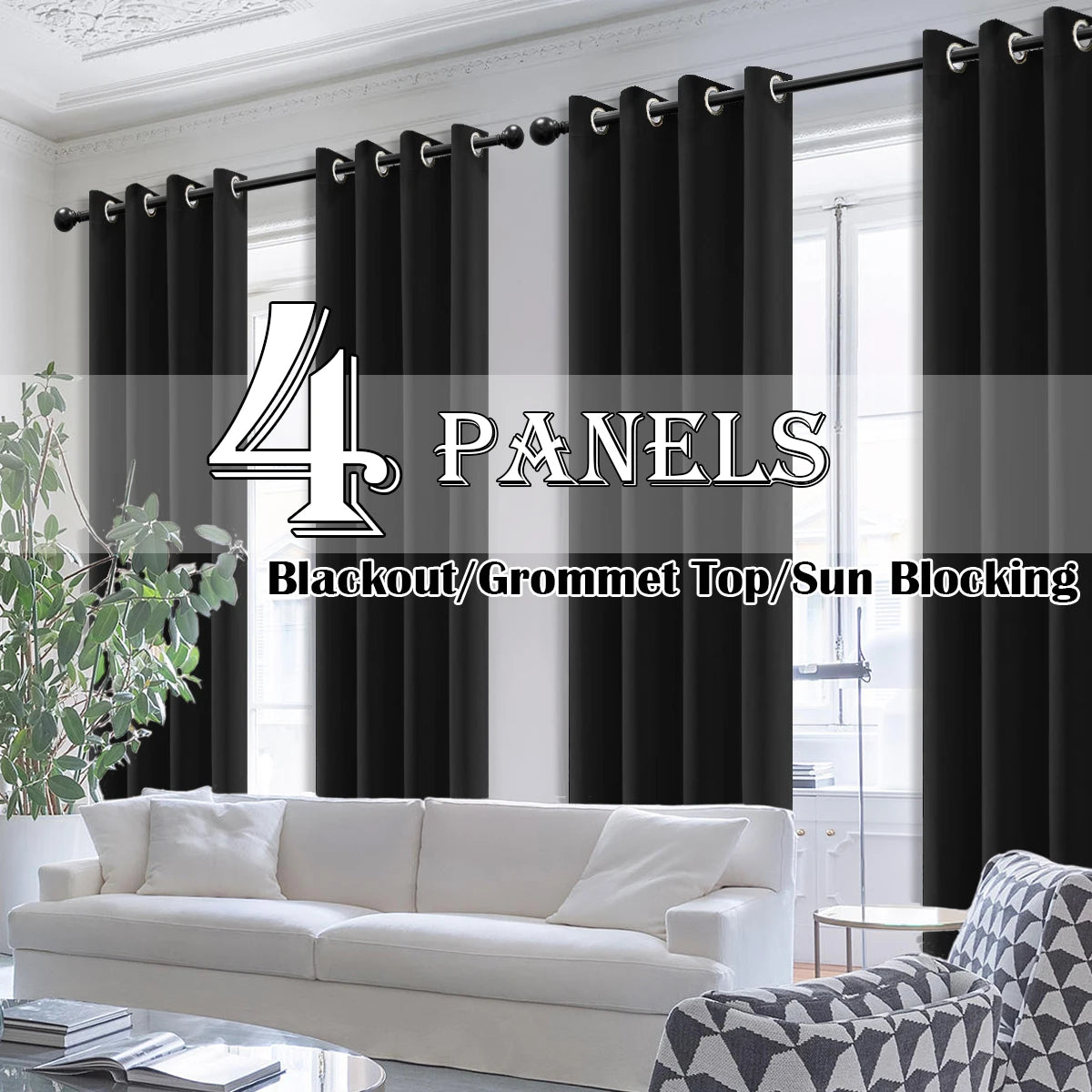 Drapes/Curtains 4 Panels - Blackout - Heat Insultated - Grommets - Bedroom Collection