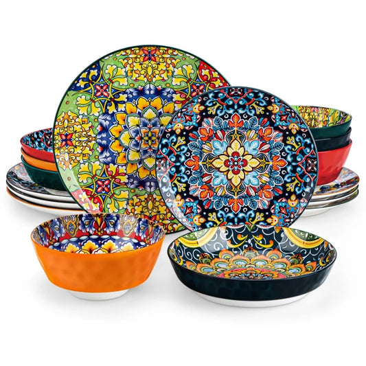 Malacasa Bohemia Retro Dinnerware Set *12/16/24 Pcs - Diningroom Collection